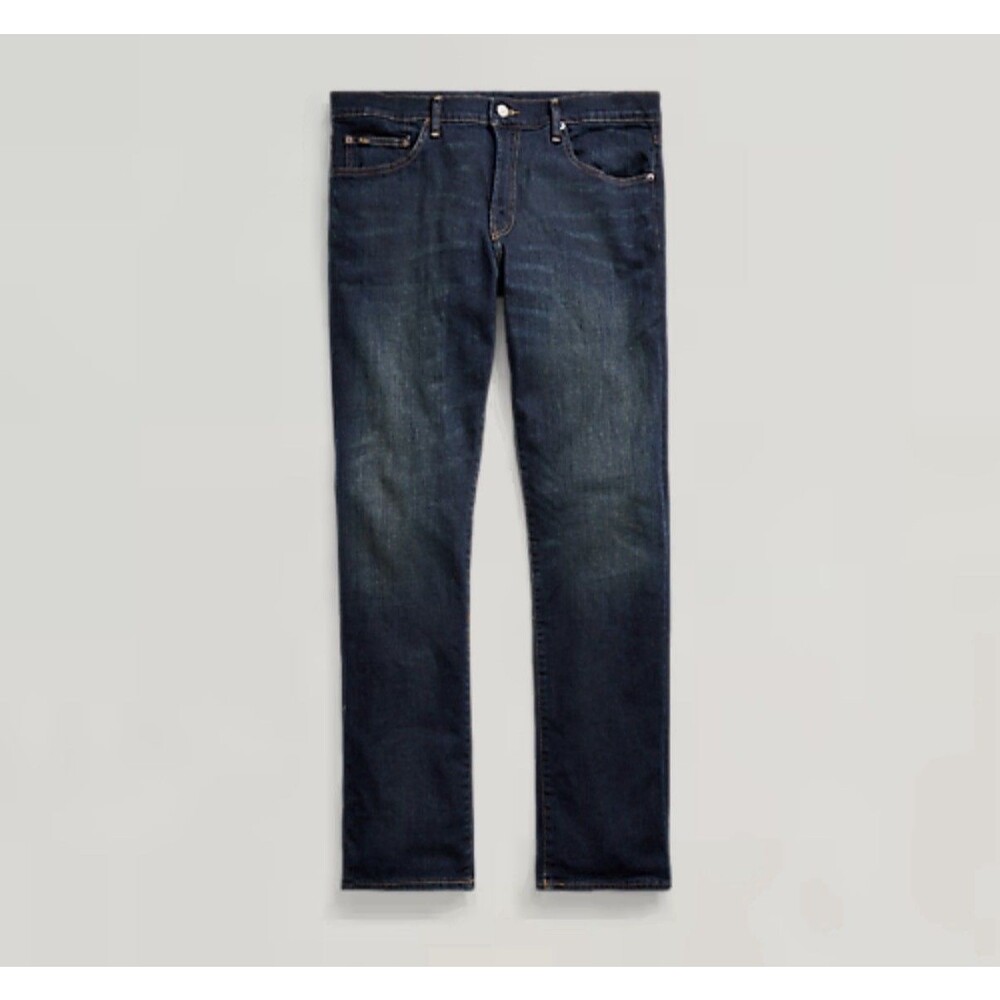 Polo Ralph Lauren Hampton Relaxed Straight Jeans Mens 44Bx34 Dark Wash Denim EUC